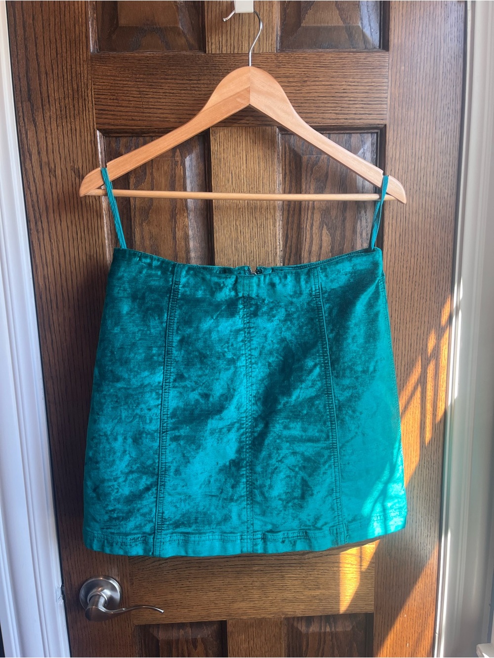 Free People Teal Velvet Mini Skirt